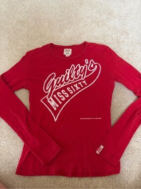 Miss Sixty Red Graphic Long Sleeve Tee